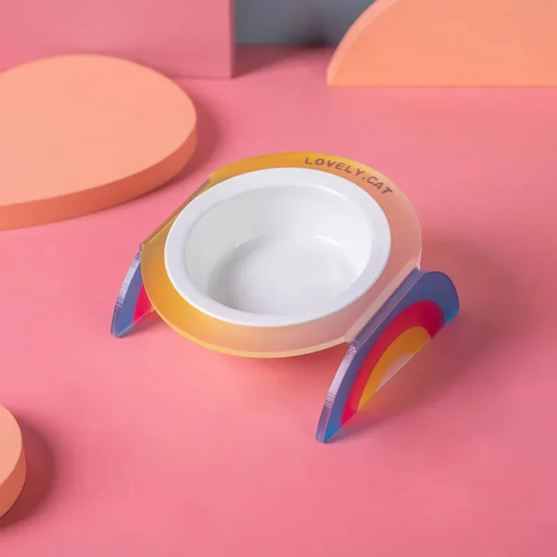 Pet Zen - Cat Bowl Ceramic Double Bowl Water Bowl Grain Bowl High Leg Pet Bowl - Bowls