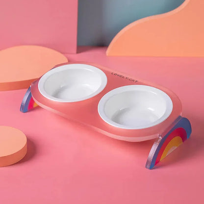 Pet Zen - Cat Bowl Ceramic Double Bowl Water Bowl Grain Bowl High Leg - Bowls