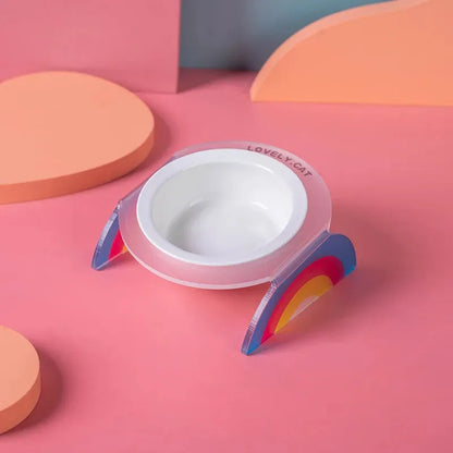 Pet Zen - Cat Bowl Ceramic Double Bowl Water Bowl Grain Bowl High Leg Pet Bowl - Bowls