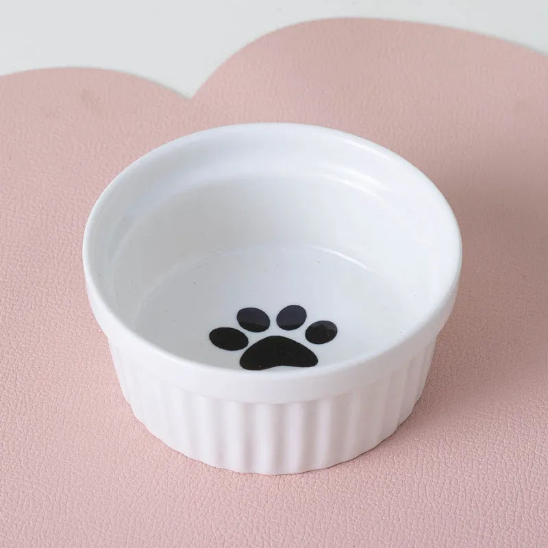 Pet Zen - Cat Bowl Ceramic Double Bowl Water Bowl Tall Diagonal Pet - 0