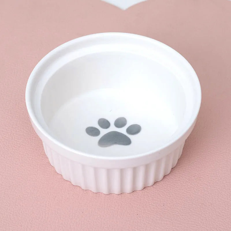 Pet Zen - Cat Bowl Ceramic Double Bowl Water Bowl Tall Diagonal Pet - 0