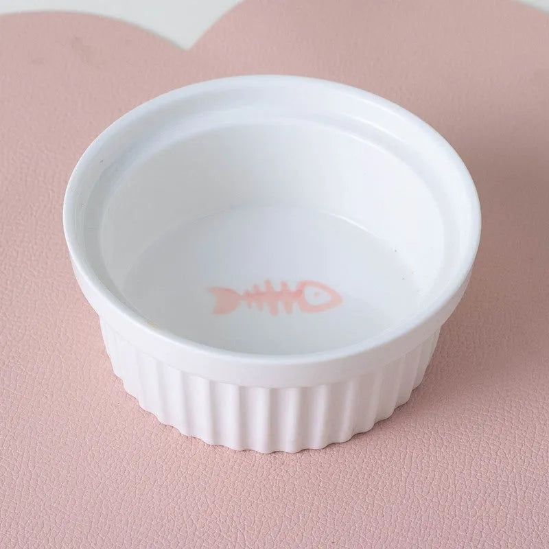 Pet Zen - Cat Bowl Ceramic Double Bowl Water Bowl Tall Diagonal Pet - 0