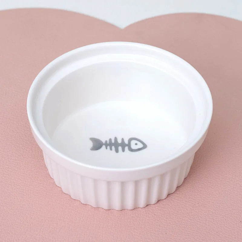 Pet Zen - Cat Bowl Ceramic Double Bowl Water Bowl Tall Diagonal Pet - 0