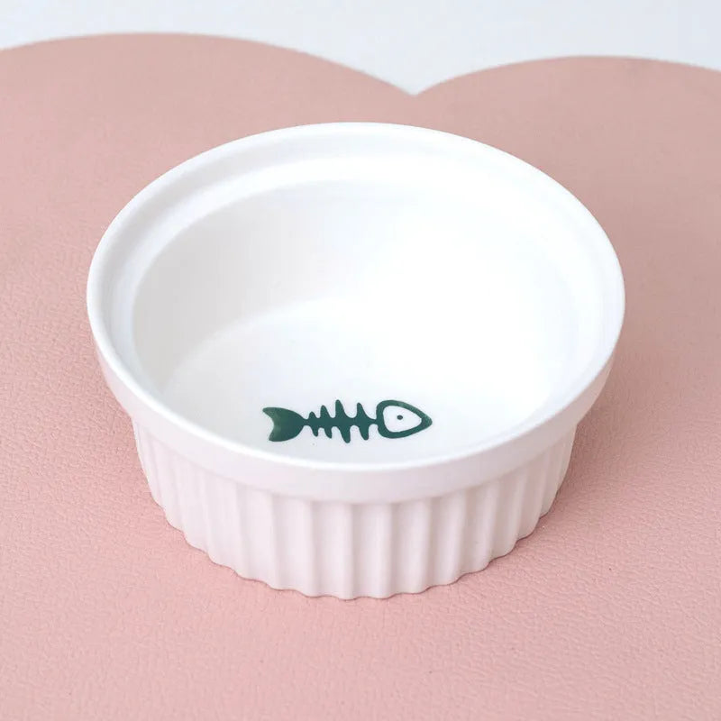 Pet Zen - Cat Bowl Ceramic Double Bowl Water Bowl Tall Diagonal Pet - 0