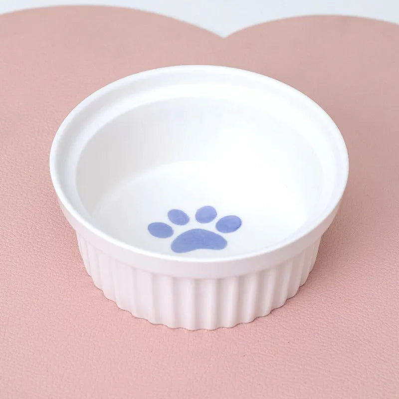 Pet Zen - Cat Bowl Ceramic Double Bowl Water Bowl Tall Diagonal Pet - 0