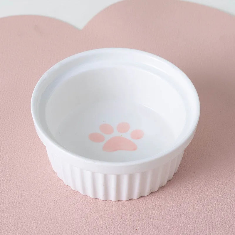 Pet Zen - Cat Bowl Ceramic Double Bowl Water Bowl Tall Diagonal Pet - 0