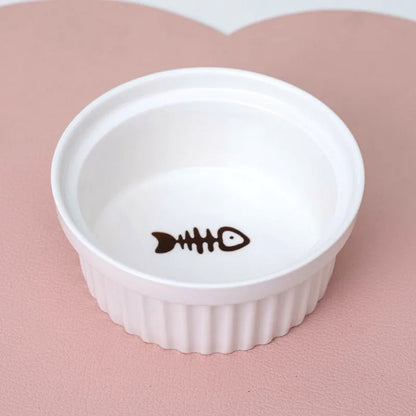 Pet Zen - Cat Bowl Ceramic Double Bowl Water Bowl Tall Diagonal Pet - 0