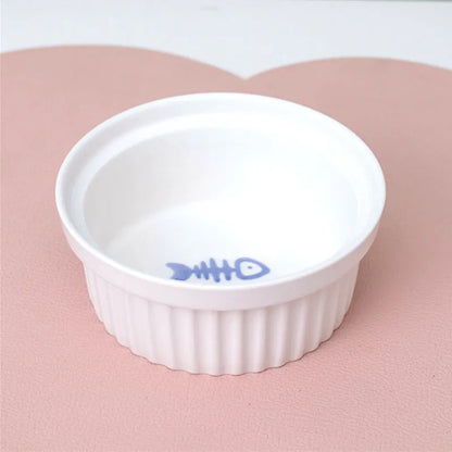 Pet Zen - Cat Bowl Ceramic Double Bowl Water Bowl Tall Diagonal Pet - 0