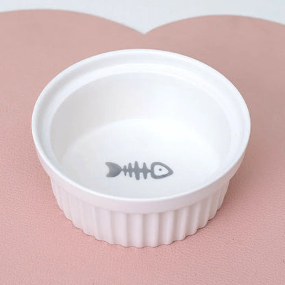 Pet Zen - Cat Bowl Ceramic Double Bowl Water Bowl Tall Diagonal Pet - 0