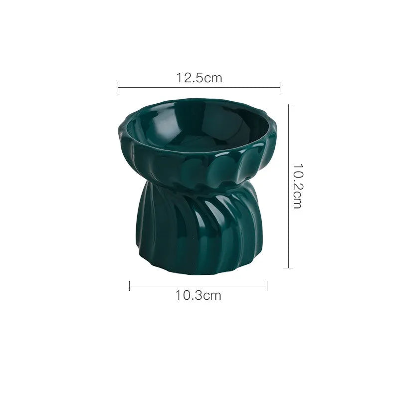 Pet Zen - Cat Bowl Ceramic Food Basin Pet High Feet Anti-Tipping - 0