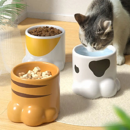 Pet Zen - Cat Bowl Ceramic High Foot Protection Cervical Spine Large Caliber Basin - Bowls