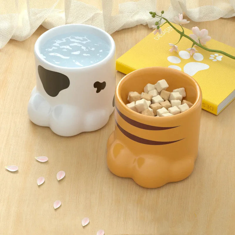 Pet Zen - Cat Bowl Ceramic High Foot Protection Cervical Spine Large Caliber Basin - Bowls