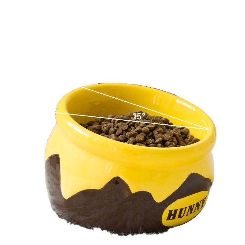 Pet Zen - Cat Bowl Food Basin Ceramic Dog Bowl High Foot Oblique Mouth Protection Cervical Spine - 0