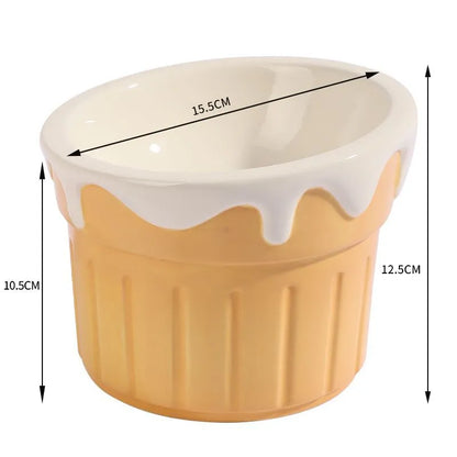 Pet Zen - Cat Bowl Food Basin Ceramic Dog Bowl High Foot Oblique Mouth Protection Cervical Spine - 0