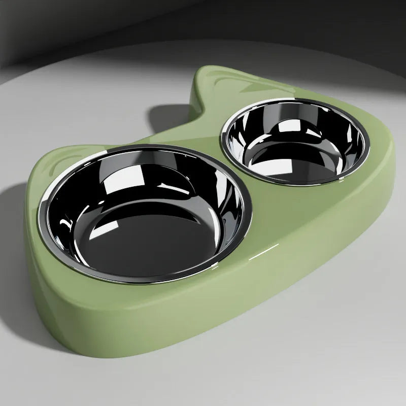 Pet Zen - Cat Bowl Large And Small Eyes Slow Food Stainless Steel - Bowls