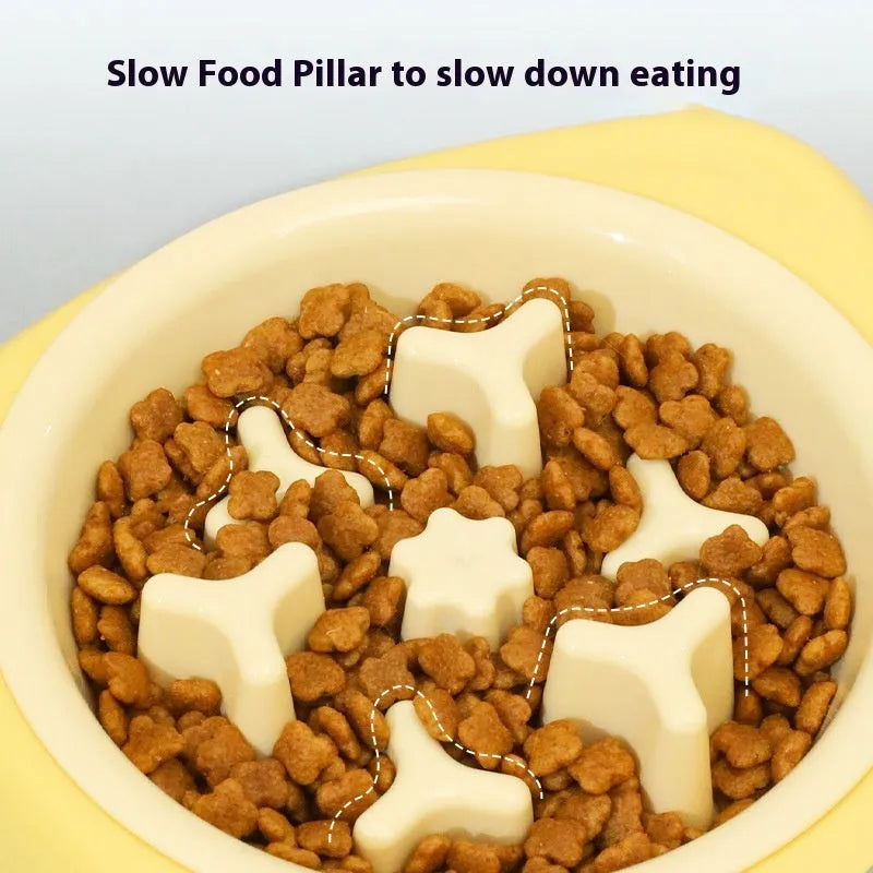 Pet Zen - Cat Bowl Large And Small Eyes Slow Food Stainless Steel - Bowls