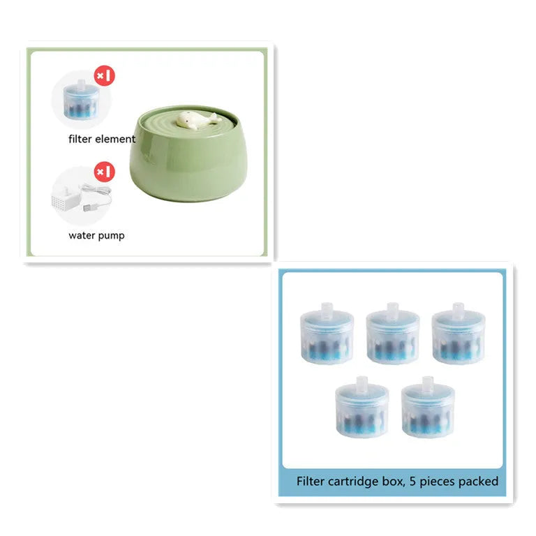 Pet Zen - Cat Ceramic Automatic Circulation Filtration Water Dispenser - 0