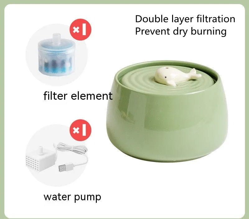 Pet Zen - Cat Ceramic Automatic Circulation Filtration Water Dispenser - 0