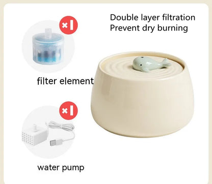 Pet Zen - Cat Ceramic Automatic Circulation Filtration Water Dispenser - 0