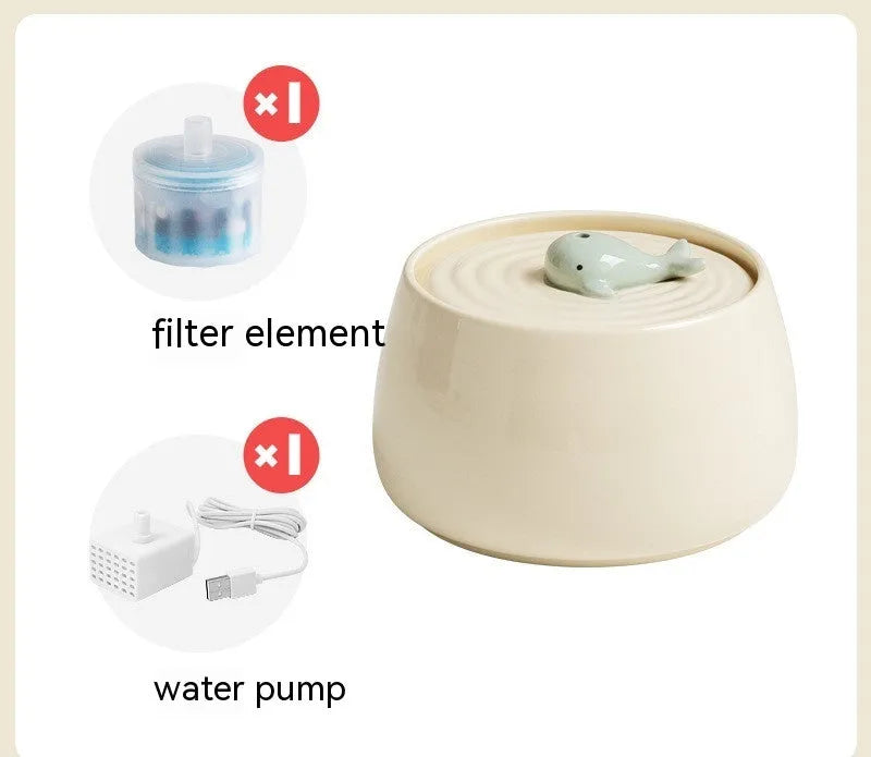 Pet Zen - Cat Ceramic Automatic Circulation Filtration Water Dispenser - 0