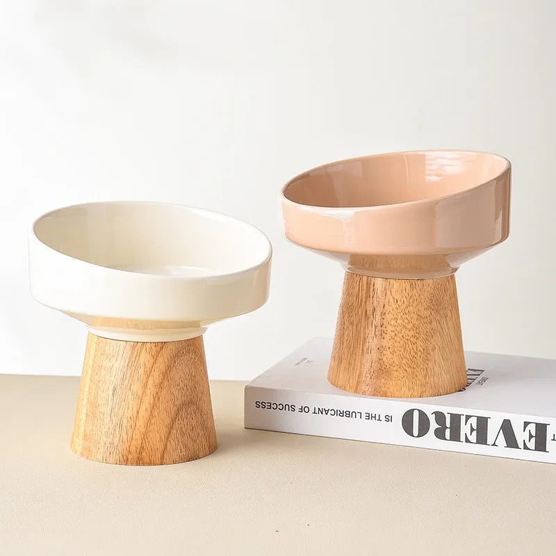 Pet Zen - Cat Ceramic Bowl Puppy Dogs Food Water Dish Bowls Pet Elevated Canned Snacks Dining Plate Cats Small Dogs Feedin...