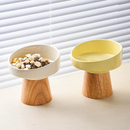 Pet Zen - Cat Ceramic Bowl Puppy Dogs Food Water Dish Bowls Pet Elevated Canned Snacks Dining Plate Cats Small Dogs Feedin...