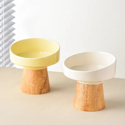 Pet Zen - Cat Ceramic Bowl Puppy Dogs Food Water Dish Bowls Pet Elevated Canned Snacks Dining Plate Cats Small Dogs Feedin...