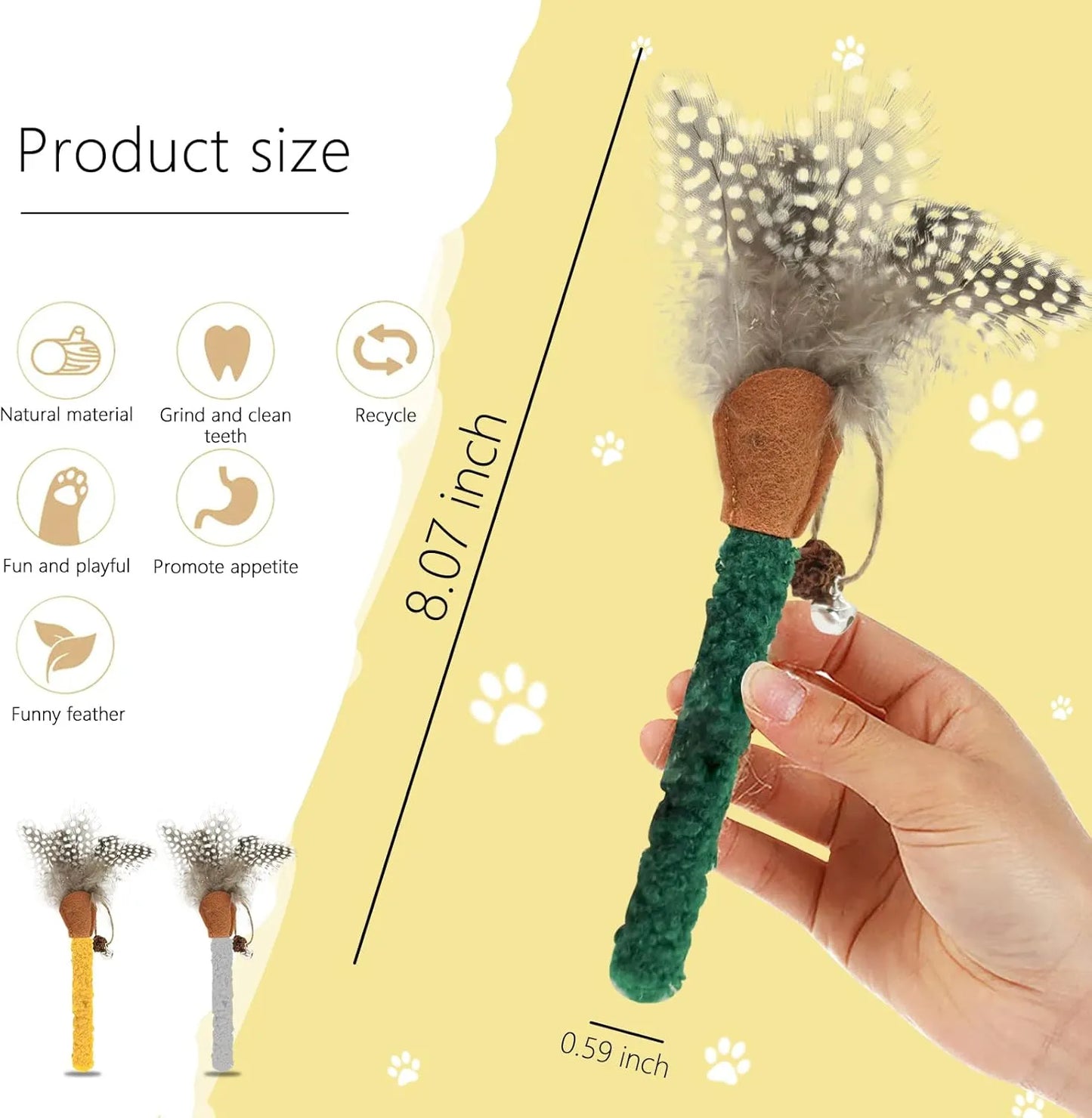 Pet Zen - Cat Chew Sticks Catnip Chew Toys With Feather Funny Cat - 4