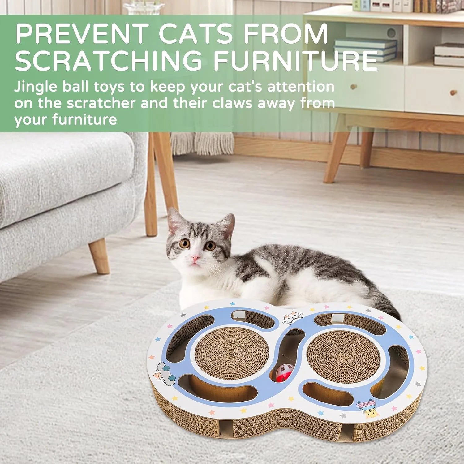 Pet Zen - Cat Claw Scratch Pad Cat Round Cat Scratcher Cardboard Toys For Indoor Cats Cat Scratcher Toy Ball Track Cat Toy...