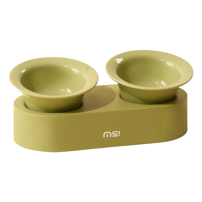 Pet Zen - Cat Dog Ceramic Double Bowl - Pet Bowls & Feeders