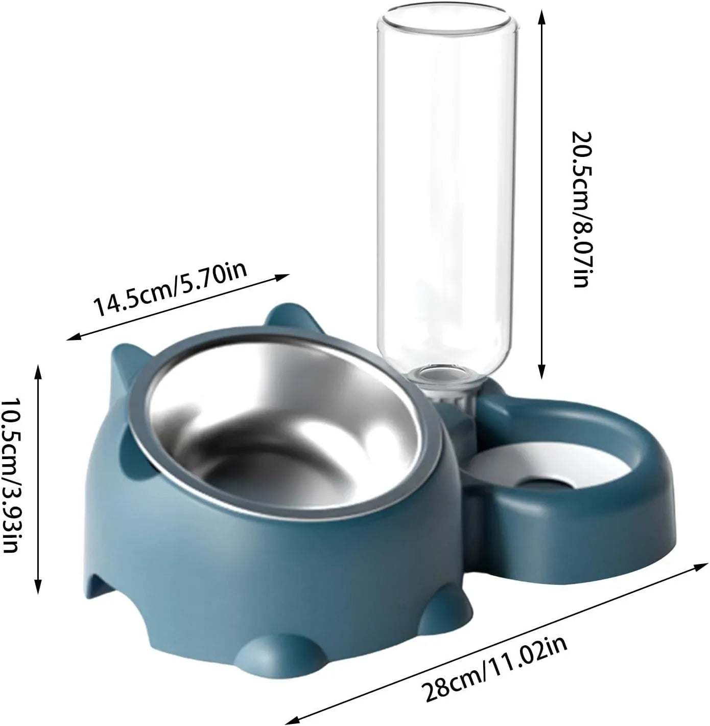 Pet Zen - Cat Food And Water Bowl Set - 16 Degree Tilted Dog Dish With Water Dispenser Removable Pet Feeder Bowl Dog Drink...