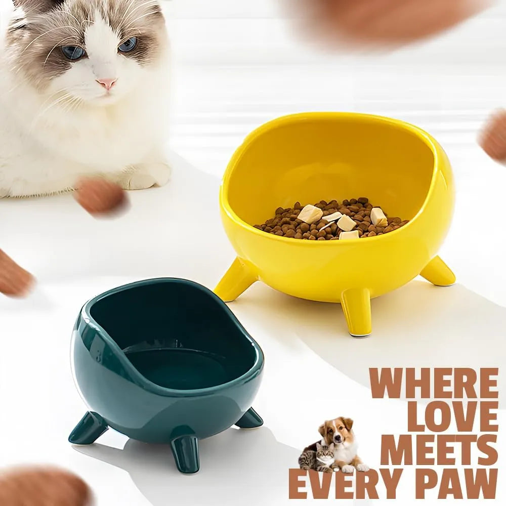 Pet Zen - Cat Food Bowl For Cats And Small Dog  Four-Legs Ceramic Cat - 4