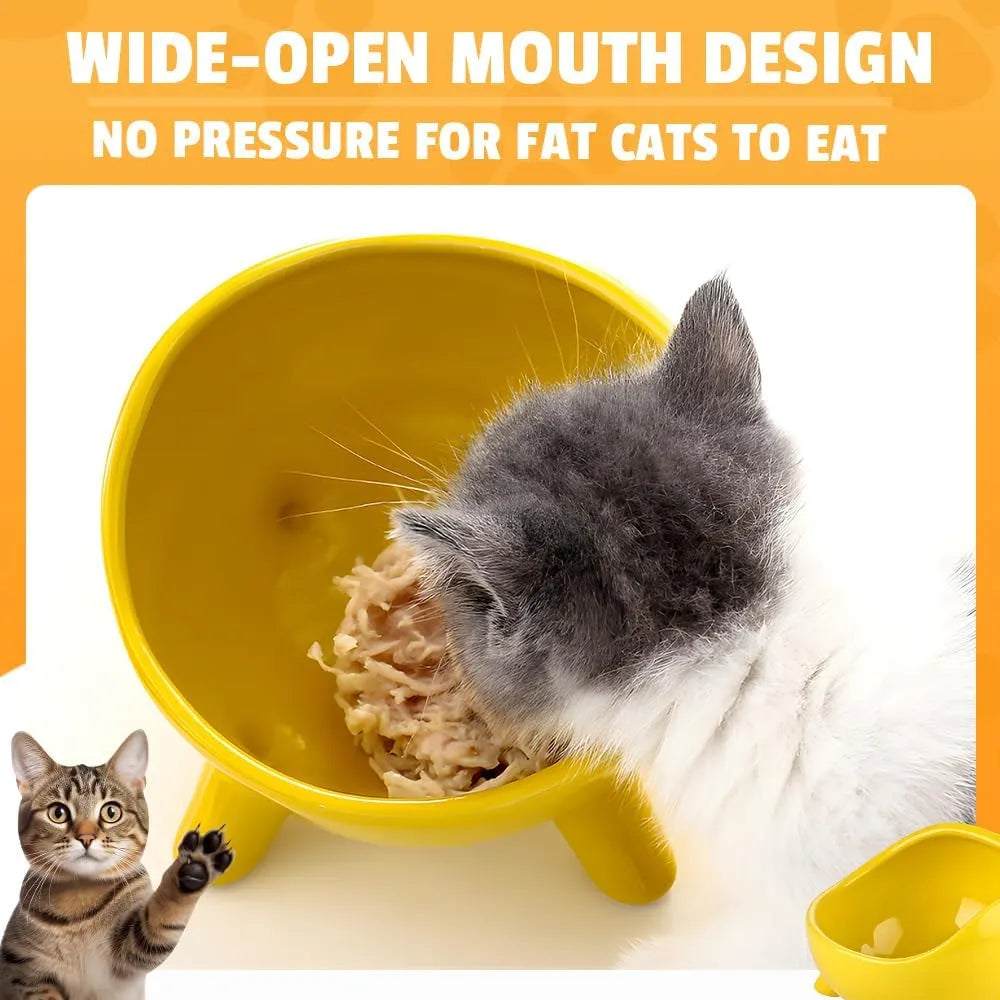 Pet Zen - Cat Food Bowl For Cats And Small Dog  Four-Legs Ceramic Cat - 4