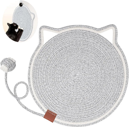 Pet Zen - Cat Scratcher Mat Natural Cotton Rope Cat Scratch Pad Round Horizontal Floor Cat Scratching Pads For Indoor Cats...