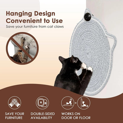 Pet Zen - Cat Scratcher Mat Natural Cotton Rope Cat Scratch Pad Round Horizontal Floor Cat Scratching Pads For Indoor Cats...
