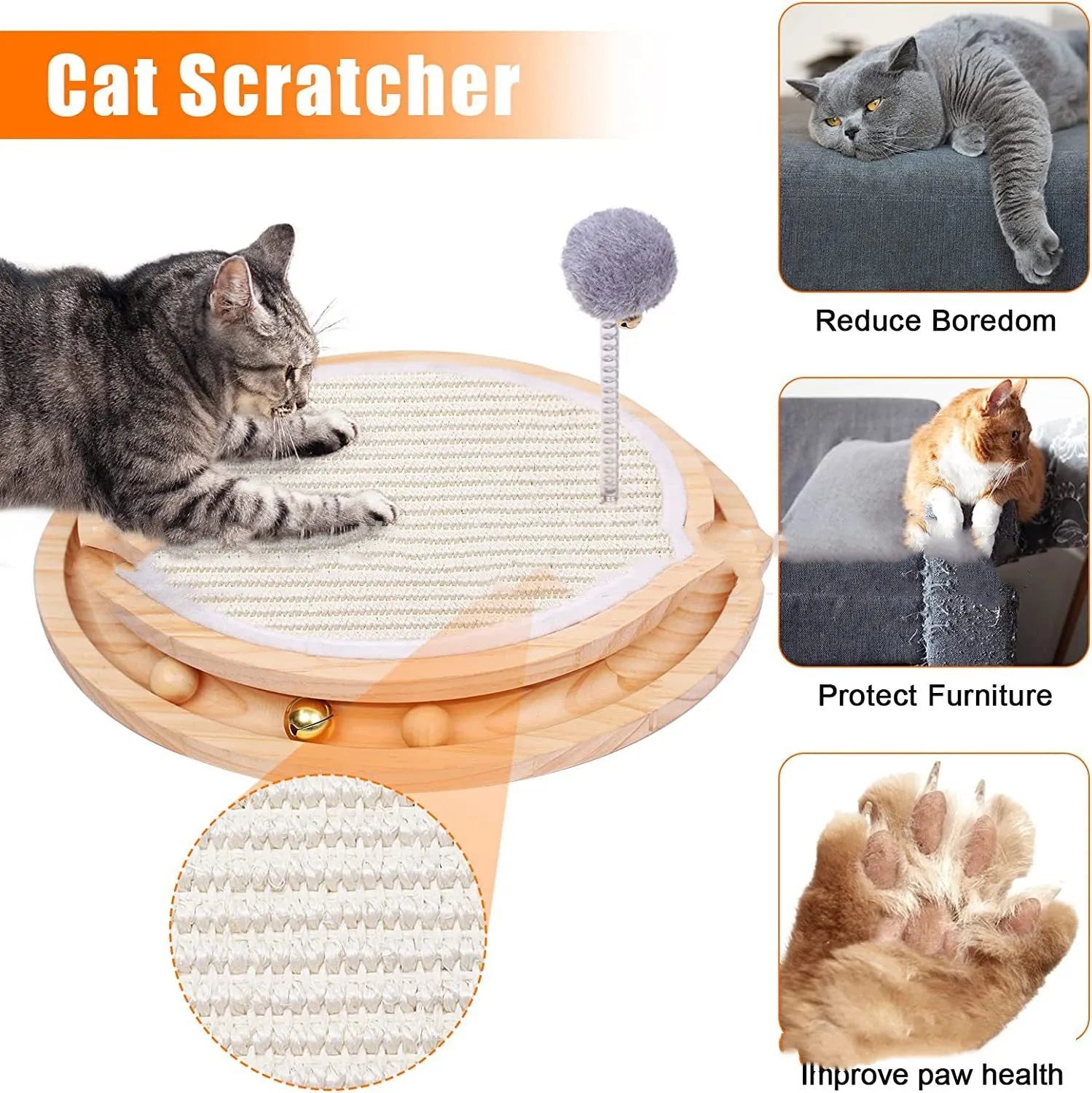 Pet Zen - Cat Scratching Pad Toy Turntable Two-in-one Intelligence - 0