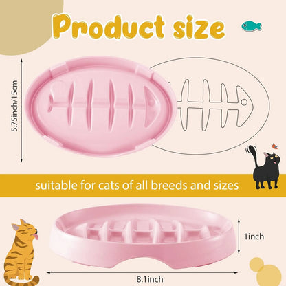 Pet Zen - Cat Slow Feeder Bowl Slow Feed Cat Dish Fishbone Cat Slow - 4