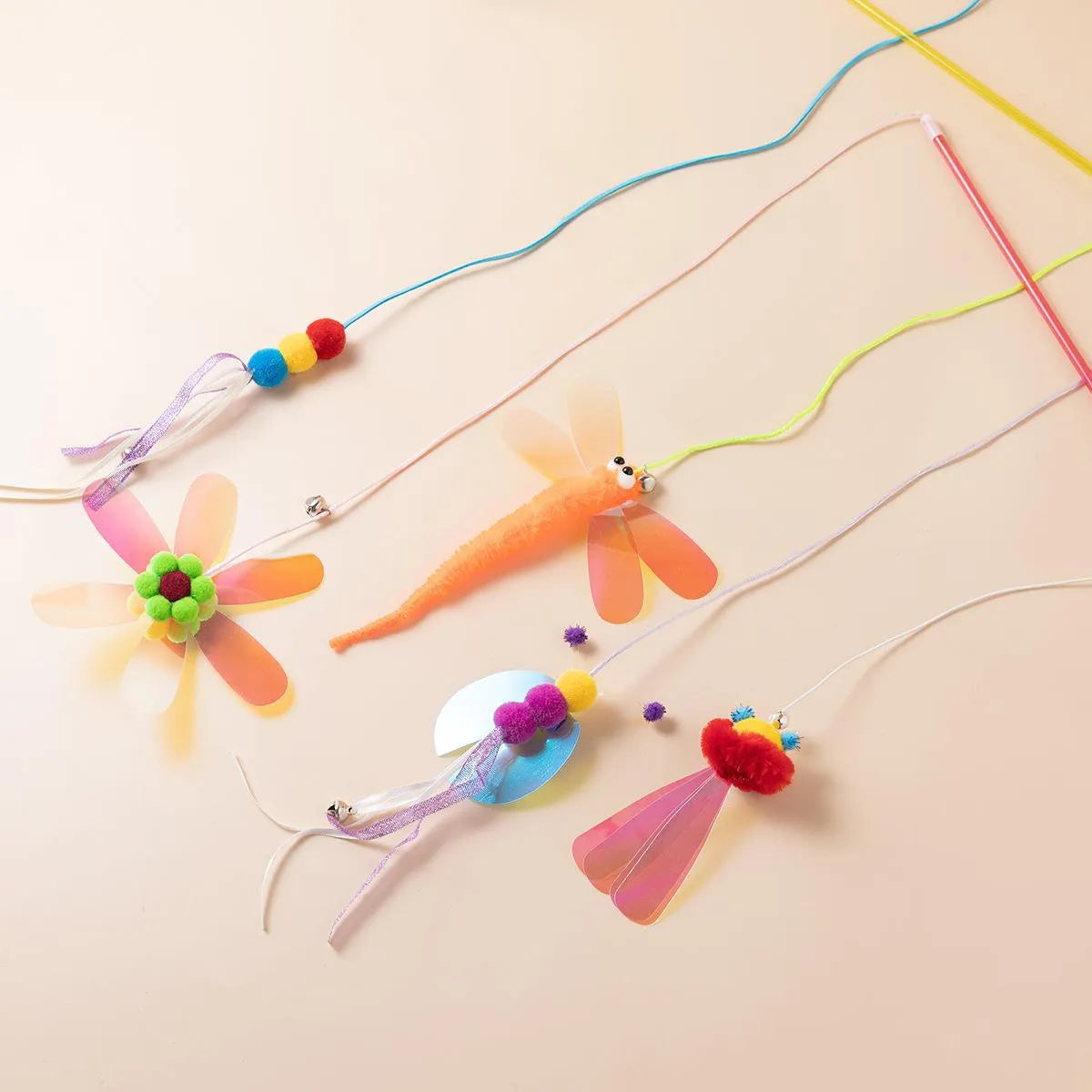 Pet Zen - Cat Teaser Wand Toy With Shiny, Reflective Plastic Pieces - 0