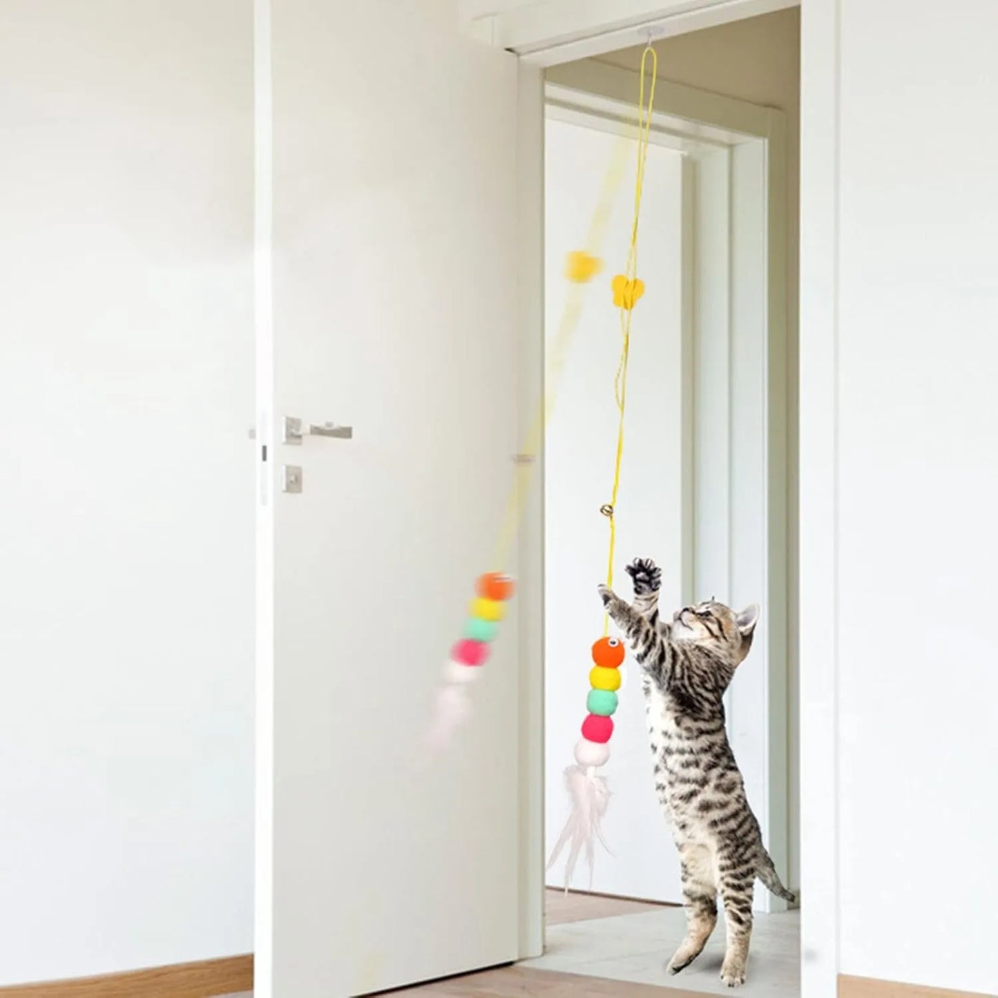 Pet Zen - Cat Toys For Indoor Cats Interactive Cat Toys For Indoor Cats 200cm Hanging Cat Toy Self-Excited Retractable Nyl...