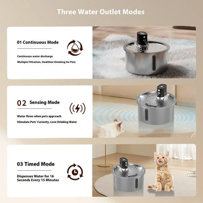 Pet Zen - Cat Water Fountain Stainless Steel Constant Temperature Heating Cycle - 0