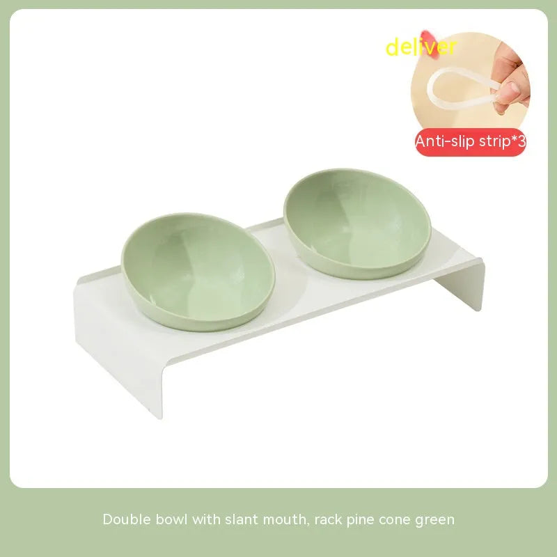 Pet Zen - Ceramic Bevel Beveled Bowl Pet Cat Bowl - Cat Bowls & Feeders