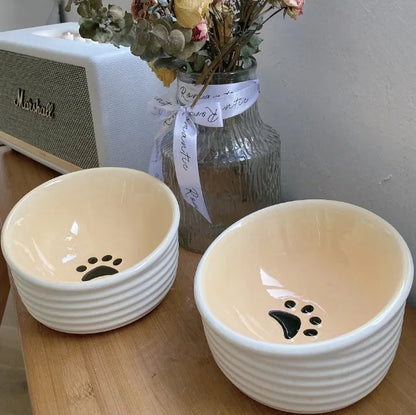 Pet Zen - Ceramic Cat Bowl DogFood Basin Oblique Mouth Anti-tumble - 0