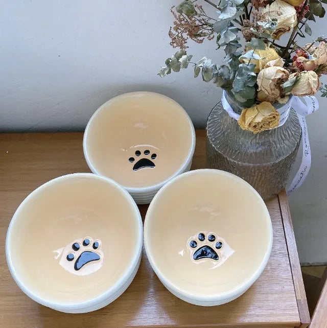 Pet Zen - Ceramic Cat Bowl DogFood Basin Oblique Mouth Anti-tumble - Cat Bowls & Feeders