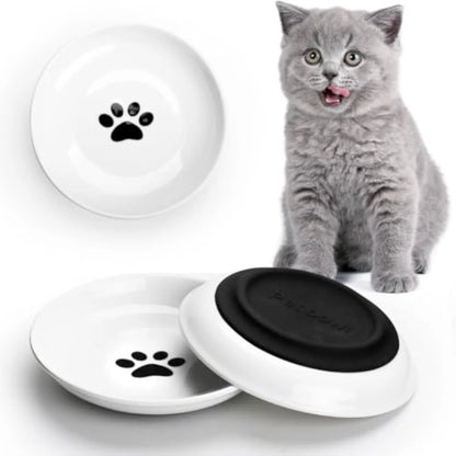 Pet Zen - Ceramic Cat Food Bowls Whisker Friendly Cat Bowls With Nonslip Silicone Bottom Cat Food Dishes For Food And Wate...