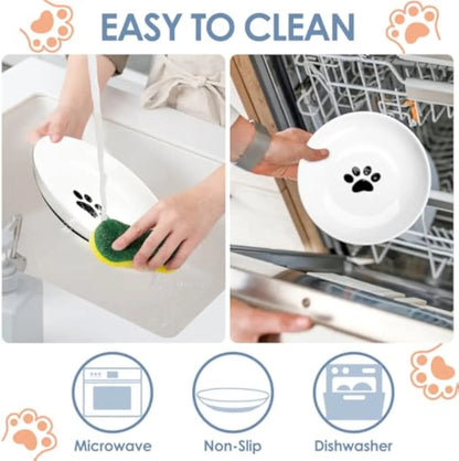 Pet Zen - Ceramic Cat Food Bowls Whisker Friendly Cat Bowls With Nonslip Silicone Bottom Cat Food Dishes For Food And Wate...