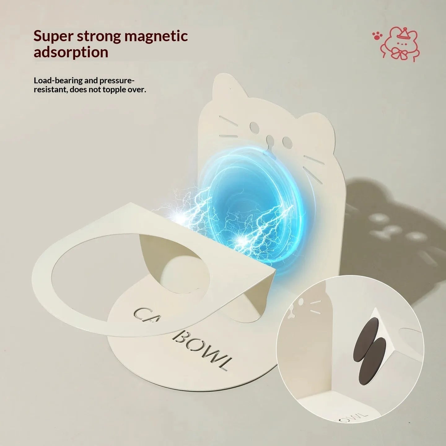 Pet Zen - Ceramic Cat Food Cat Magnetic High-legged Cat Bowl Stand Cat Food Bowl Cervical Spine Protection Dog Bowl - Cat ...