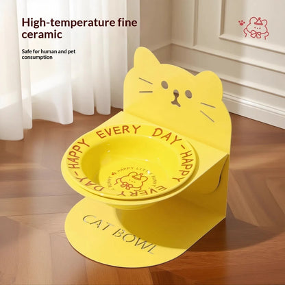 Pet Zen - Ceramic Cat Food Cat Magnetic High-legged Cat Bowl Stand Cat Food Bowl Cervical Spine Protection Dog Bowl - Cat ...