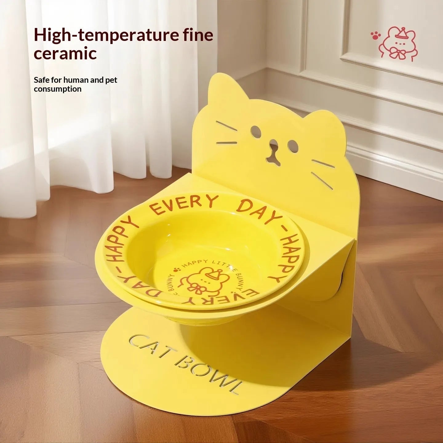 Pet Zen - Ceramic Cat Food Cat Magnetic High-legged Cat Bowl Stand Cat Food Bowl Cervical Spine Protection Dog Bowl - Cat ...