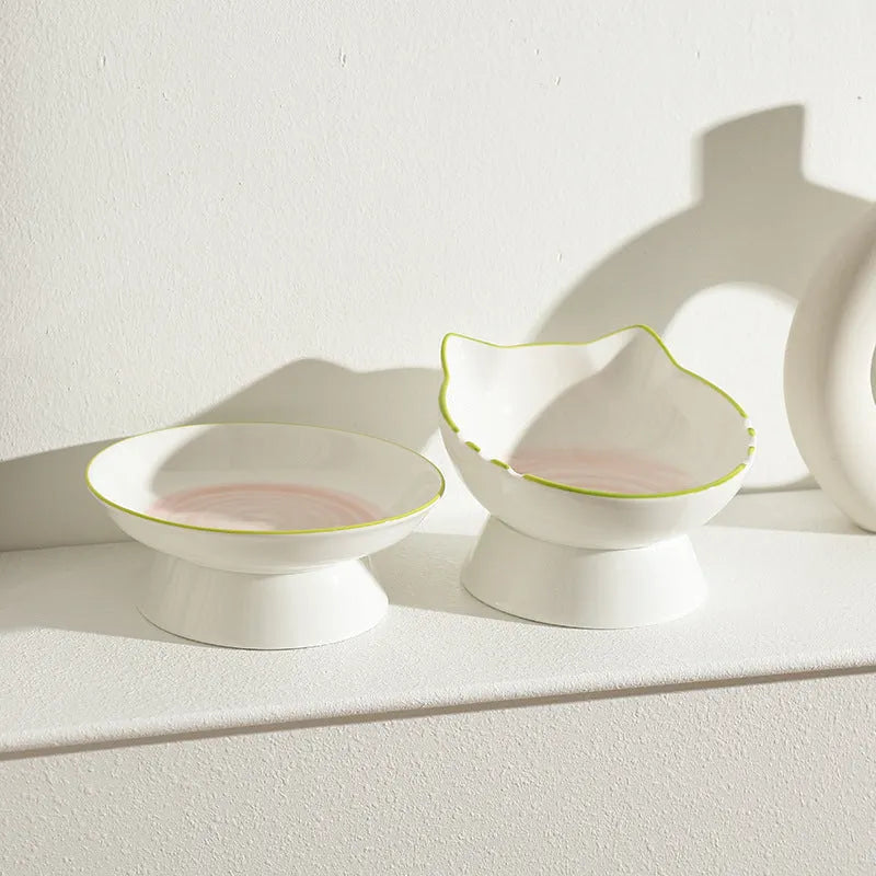 Pet Zen - Ceramic Cervical Support Cat Food Bowl - Bowls