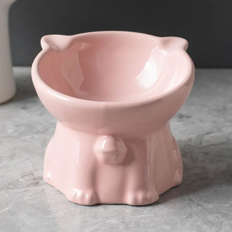 Pet Zen - Ceramic Cute Black Drinking High Foot Cat Bowl Pet Supplies - Bowls